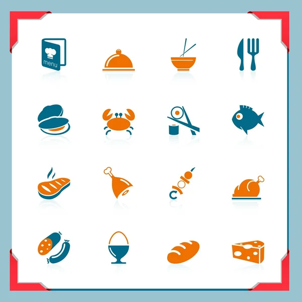 Ícones de comida em uma série de molduras — Vetor de Stock