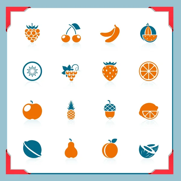 Ícones de frutas em uma série de molduras — Vetor de Stock