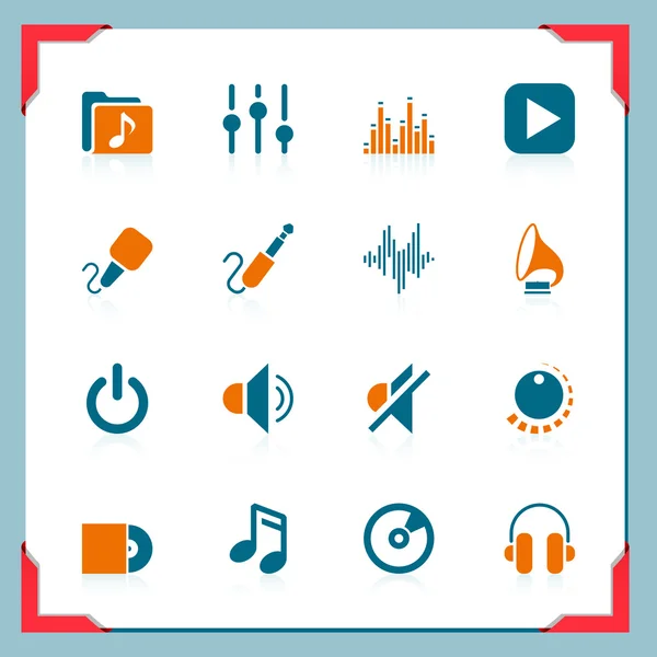 Iconos de música jalá En una serie de marcos — Vector de stock