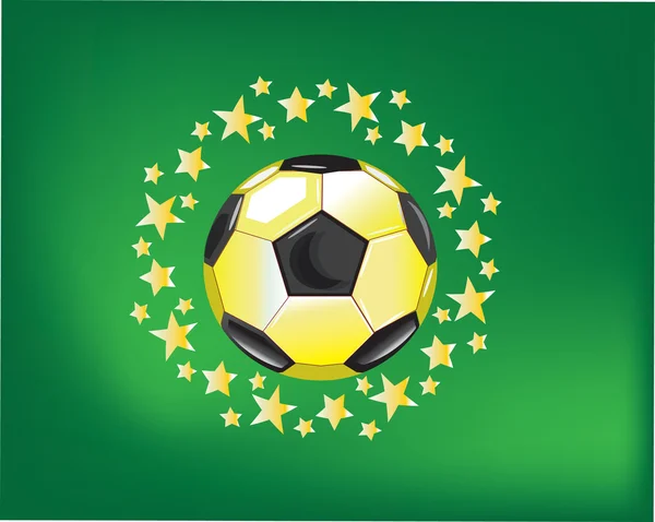 Bola de futebol no verde e quadro de estrelas . — Fotografia de Stock