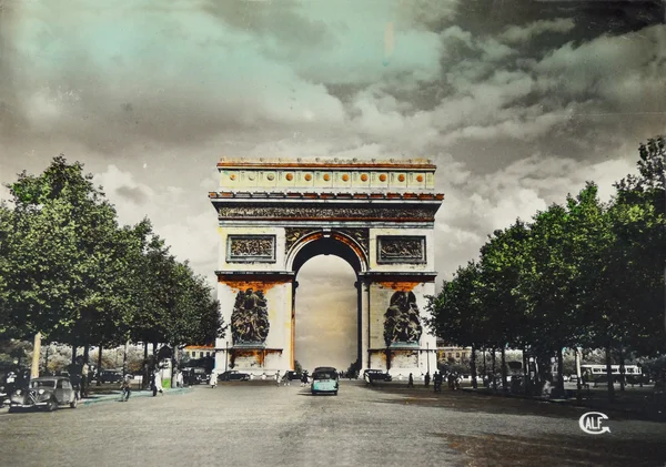 Vintage καρτ-ποστάλ του Παρισιού Royalty Free Φωτογραφίες Αρχείου