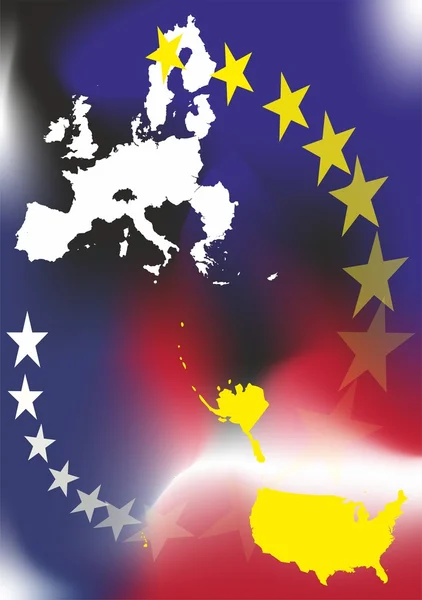สหภาพยุโรปและอเมริกา — ภาพเวกเตอร์สต็อก
