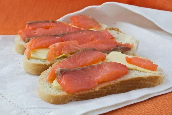 Stock image 3 sandwiches with salmon