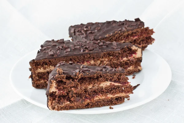 Tre stykker sjokoladekake – stockfoto