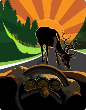 The driver dodging road hazards clipart