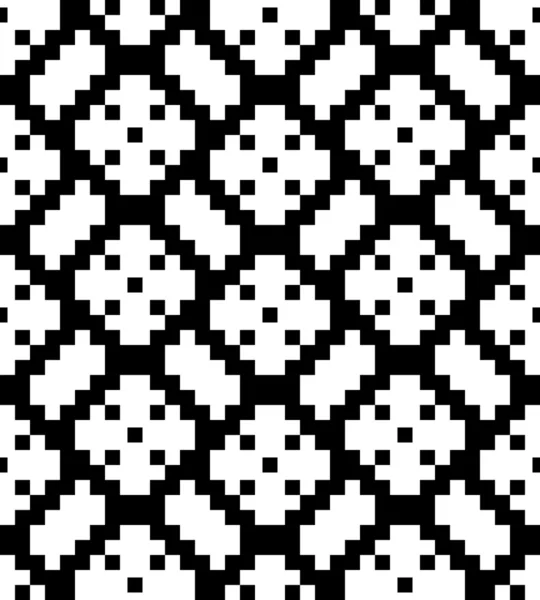 Vector pixel herringbone and rhombuses seamless pattern — Stock Vector