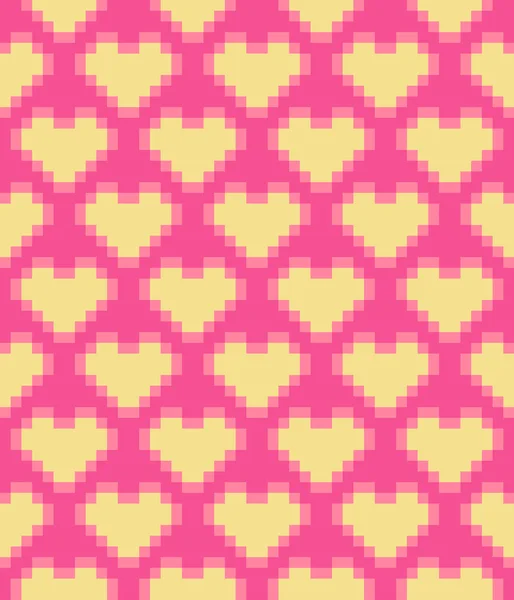 Vector pixel hearts seamless pattern — Stock Vector