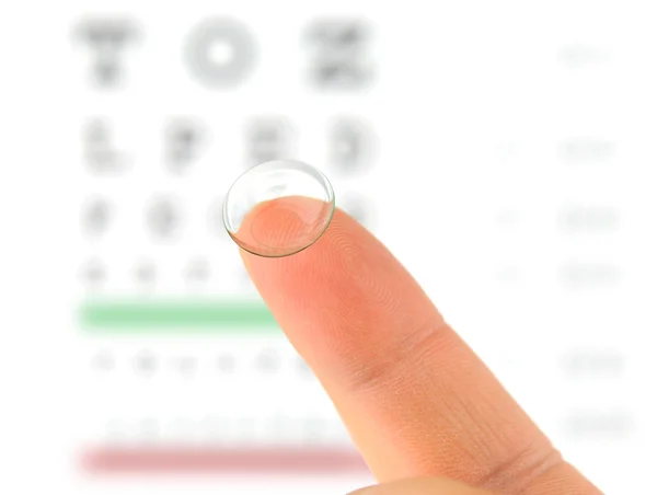 Lentille de contact et tableau de test oculaire — Photo