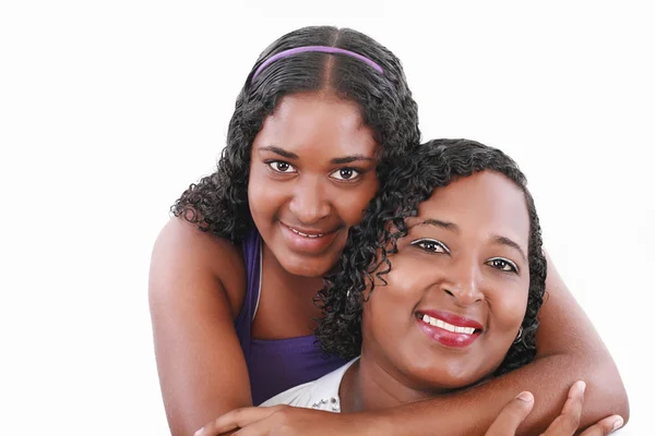 Afro-américaine mère et fille isolé sur blanc — Photo