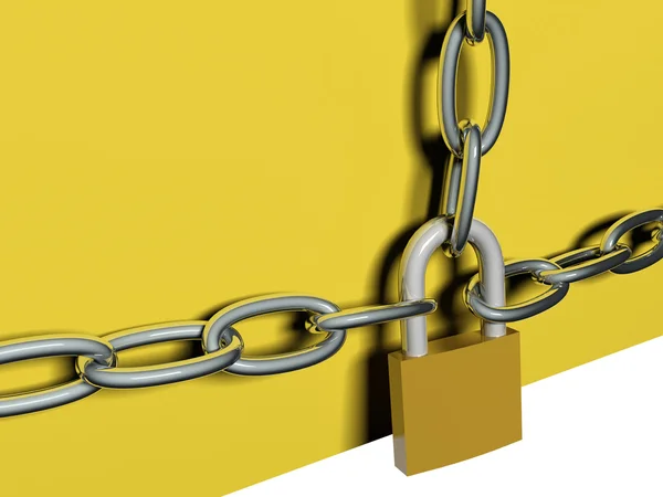 Chain and lock, 3D — Stock Photo, Image