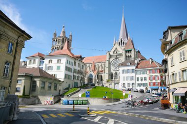 The historic center of Laussane, in Switzerland clipart