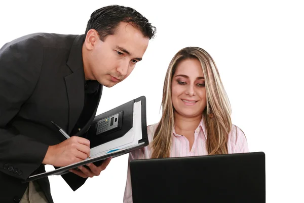 Een man en vrouw zakelijke team op hun bedrijf kantoor — Stockfoto
