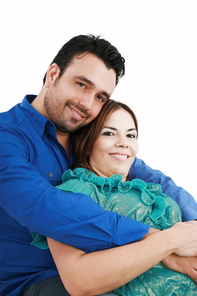 Young love couple smiling. Over white background Stock Image