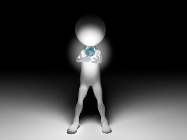 3d Man holding the world in the night clipart