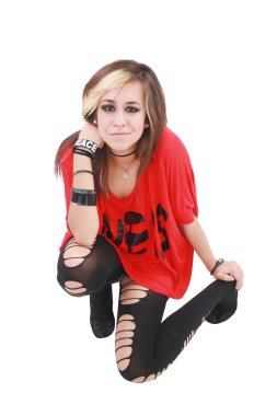 Portrait of a punk girl, isolated on white background clipart