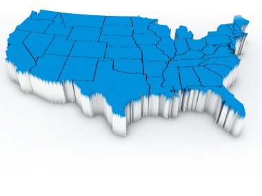 Map of USA. 3d clipart