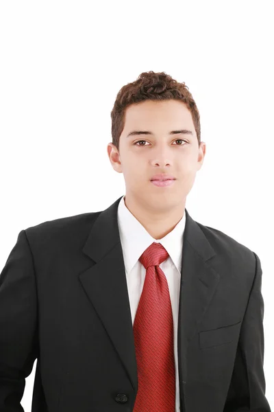 Jovem de boa aparência homem de negócios em um fundo branco isolado — Fotografia de Stock