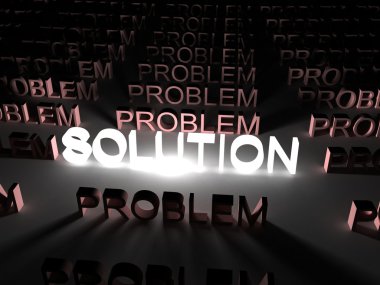 Solution concept, solution word illuminated clipart