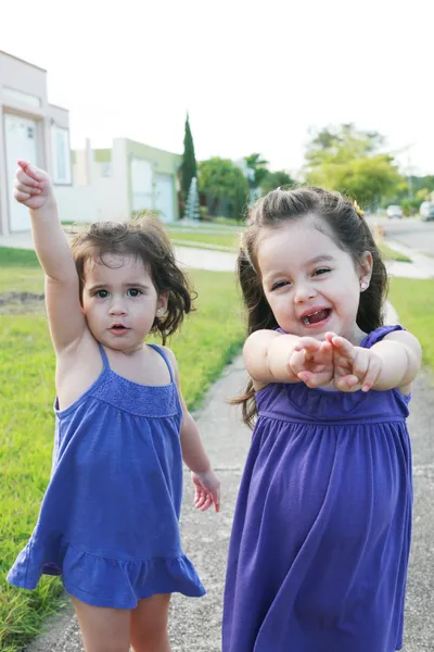 Beautiful little girls enjoying outside — Stock Photo, Image