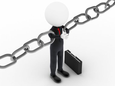 3d businessman holding a chain together clipart