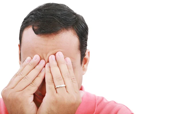 Man frustrated with hands on his face. — Stock Photo, Image