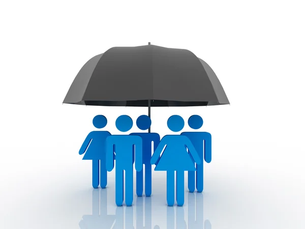 3d - personaje humano bajo un paraguas. 3d rendir illustr — Foto de Stock