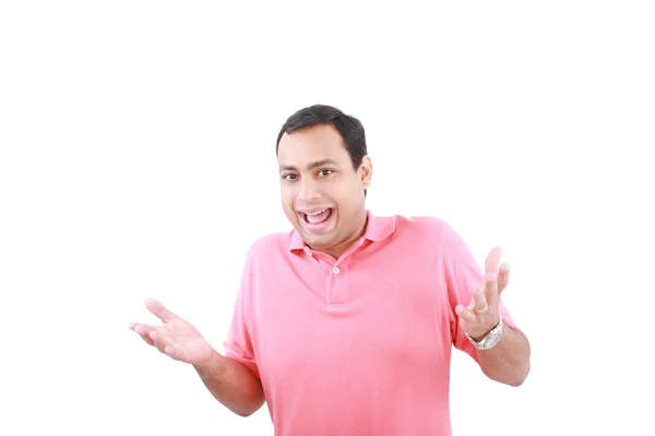 Portrait of a surprised man on a white background — Stock Photo, Image