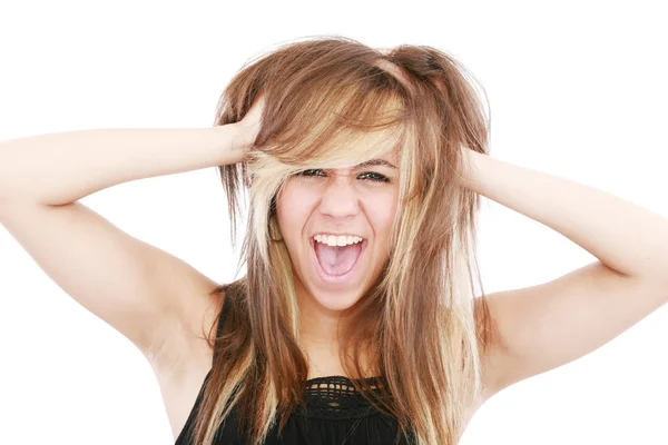 stock image Bad hair day for frustrated lady