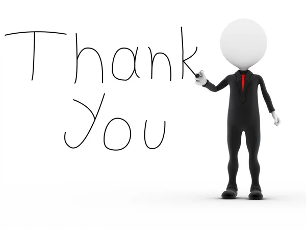 Biznesmen pisząc słowo dziękuję — Zdjęcie stockowe