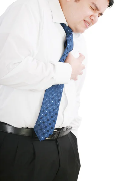 Man dressed in formal wear having a heart attack — Stock Photo, Image
