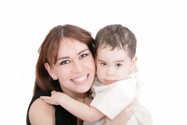 Bild einer glücklichen Mutter mit entzückendem Sohn (Fokus auf die Frau)) — Stockfoto