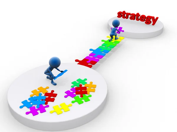 Zakelijke teamwerk gebouw een puzzel. bedrijfsconcept strategie. — Stockfoto