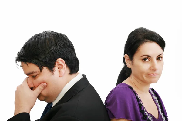 Young couple together in state of troubles — Stock Photo, Image