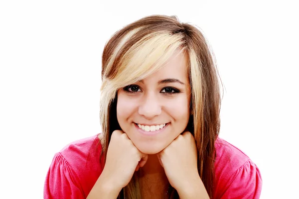 Krásná mladá žena s úsměvem. izolované na bílém pozadí — Stock fotografie