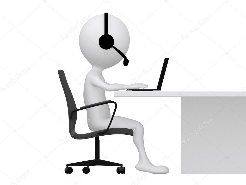 A computer customer support person types on a laptop computer Stock Photo  by ©dacasdo 9535426