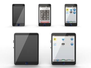 tablet bilgisayar ve mobil telefon simgeleri