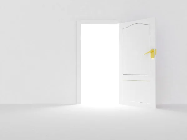 Porta aberta sobre fundo branco — Fotografia de Stock