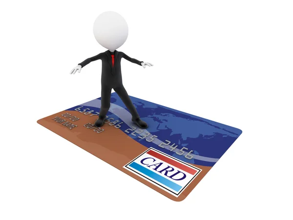 3D Businessman is surfing on a credit card and goes shopping — Stock Photo, Image