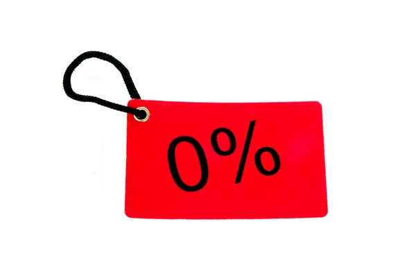Sıfır yüzde Kırmızı kağıt etiket — Stok fotoğraf
