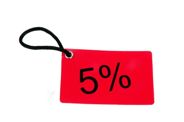Vijf procent rode papier label — Stockfoto