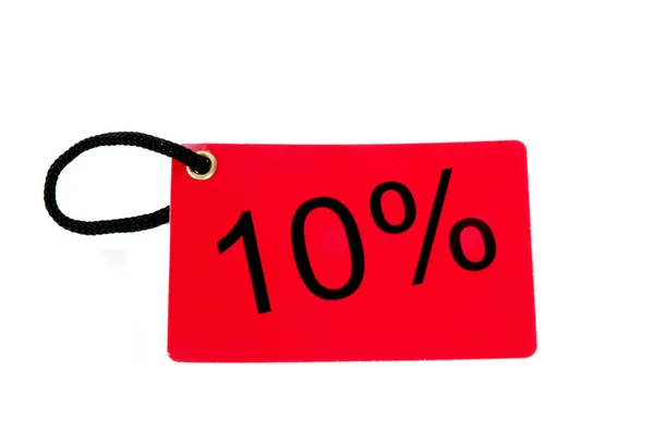 Ten percent red paper tag — Stock Photo, Image
