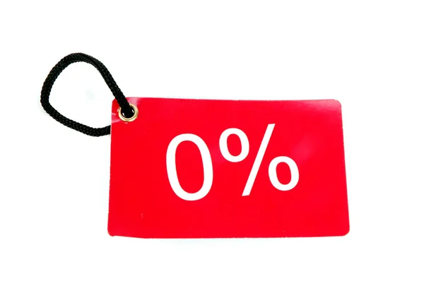 Zero percent red paper tag — Stock Photo, Image