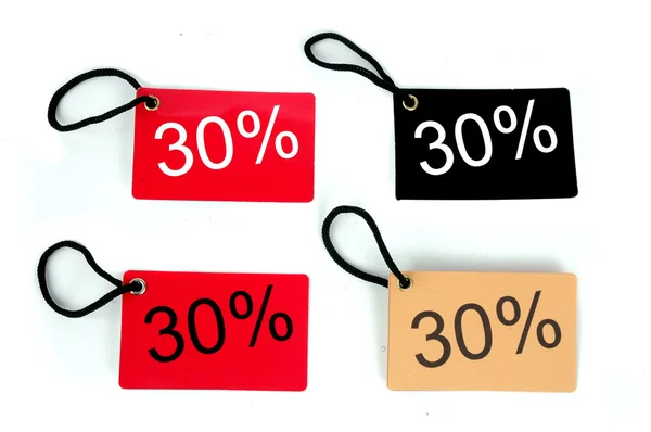 Four types of thirty percent paper tag — Stock Photo, Image