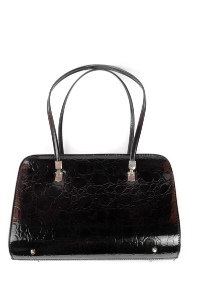 Uma bolsa de couro preto mulheres — Fotografia de Stock