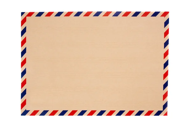 Bruine envelop met blauw en rood gestreept — Stockfoto