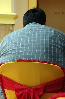 Profile of obese appear from behind clipart