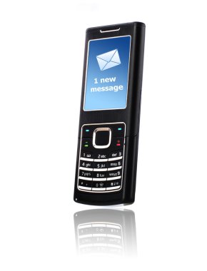 Mobile phone. New message received. clipart