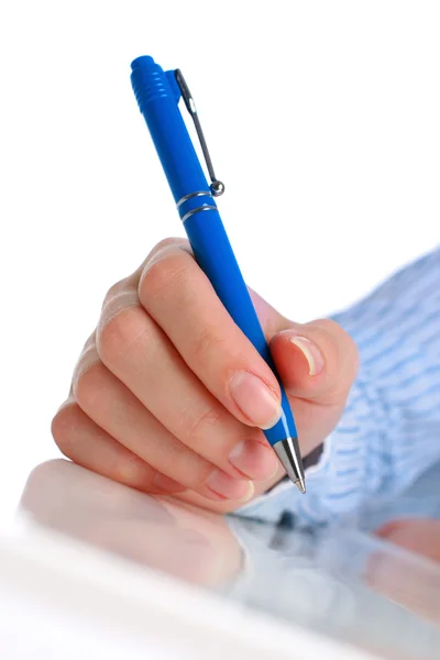 Hand with pen. — Stock Photo, Image