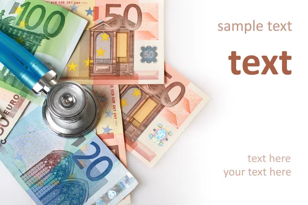 Stethoscoop en euro geld. — Stockfoto