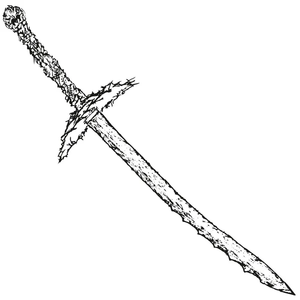 Soyut stilize B&W katana kılıcı — Stok Vektör